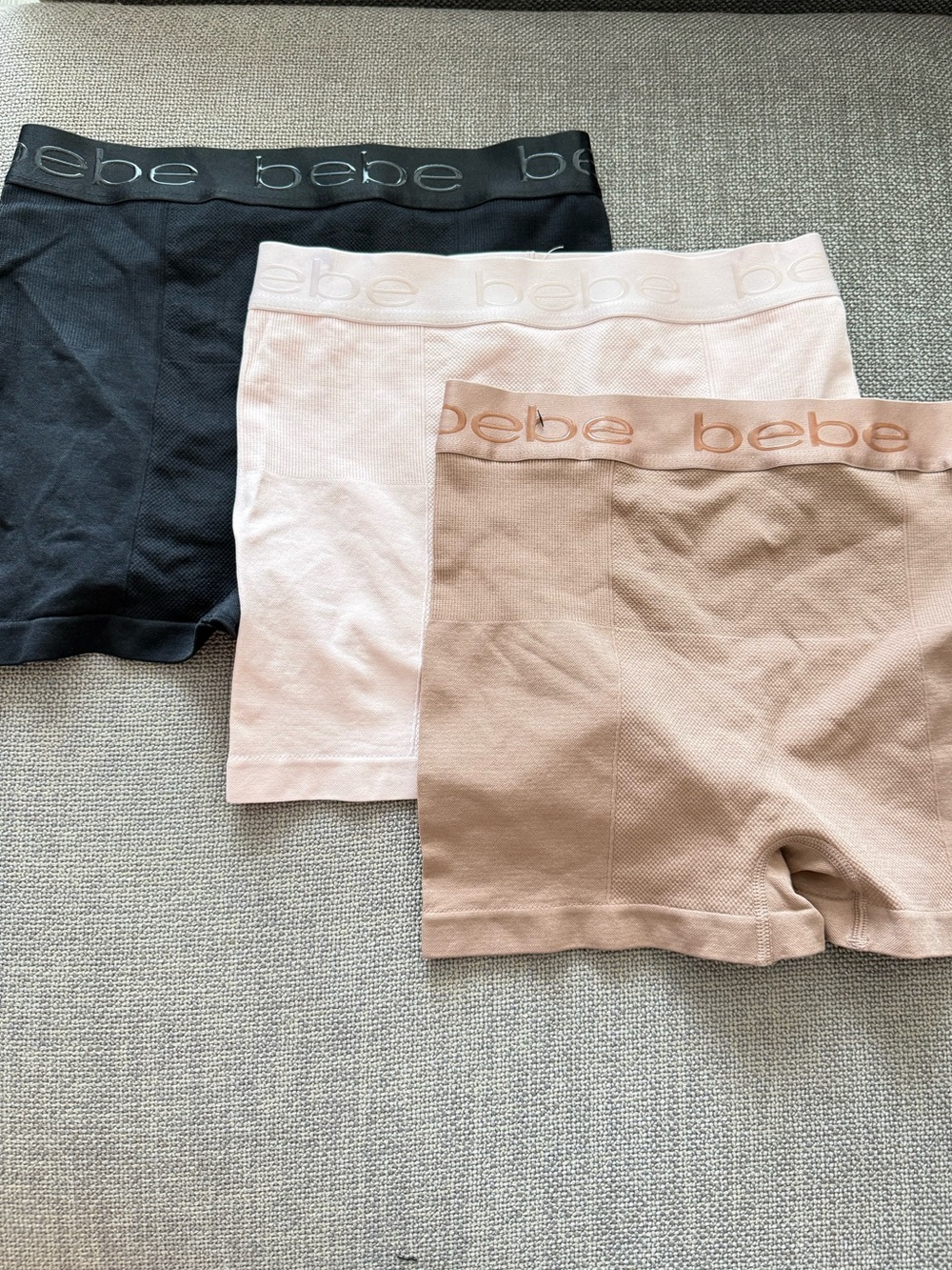 Bebe Black Pink Nude Intimate Seamless Shapewear Control Shorts Size L